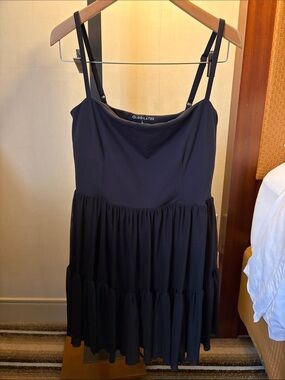 Black Blogilates Strap Tiered Mini Dress
